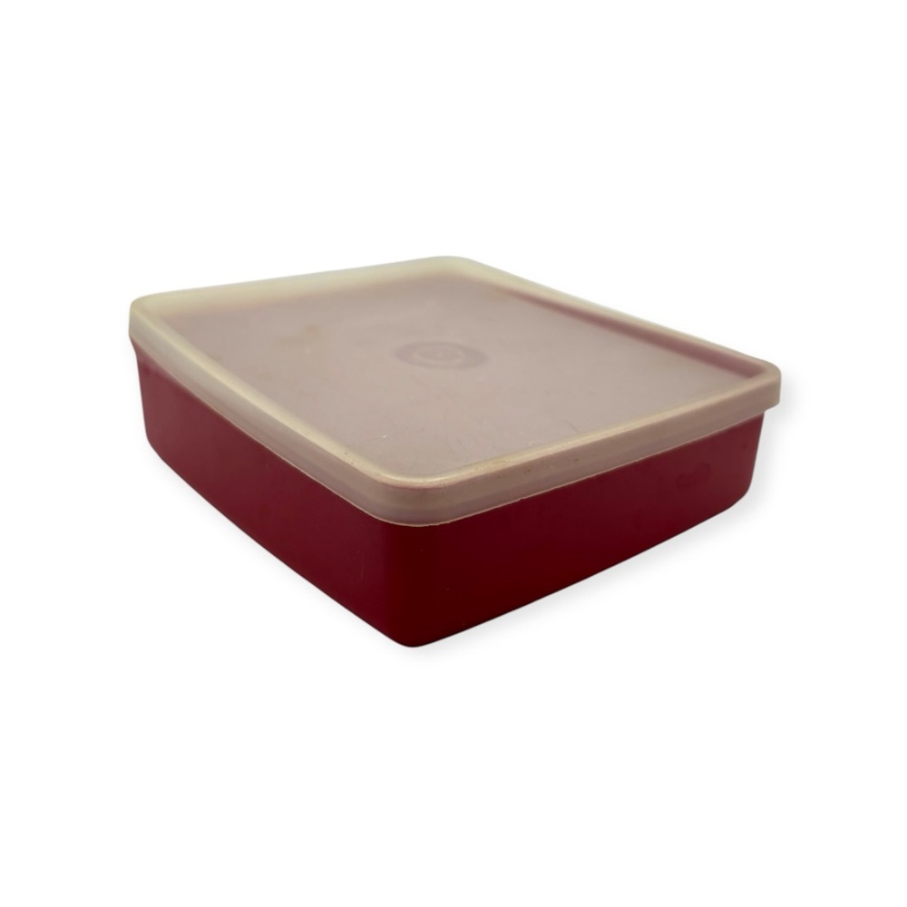 Vintage Tupperware Large Square Away Sandwich Keeper #1458 Paprika w/ #1495 Seal